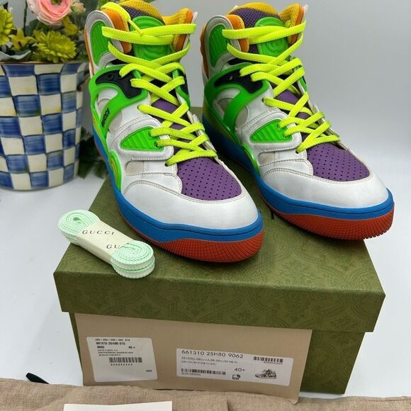 Women’s Gucci, leather high top basket sneakers size 40.5 made in Italy - Picture 1 of 10